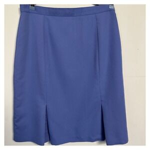 Worthington Petite Midi Skirt Periwinkle Blue Elastic Waist Slit Detail Women